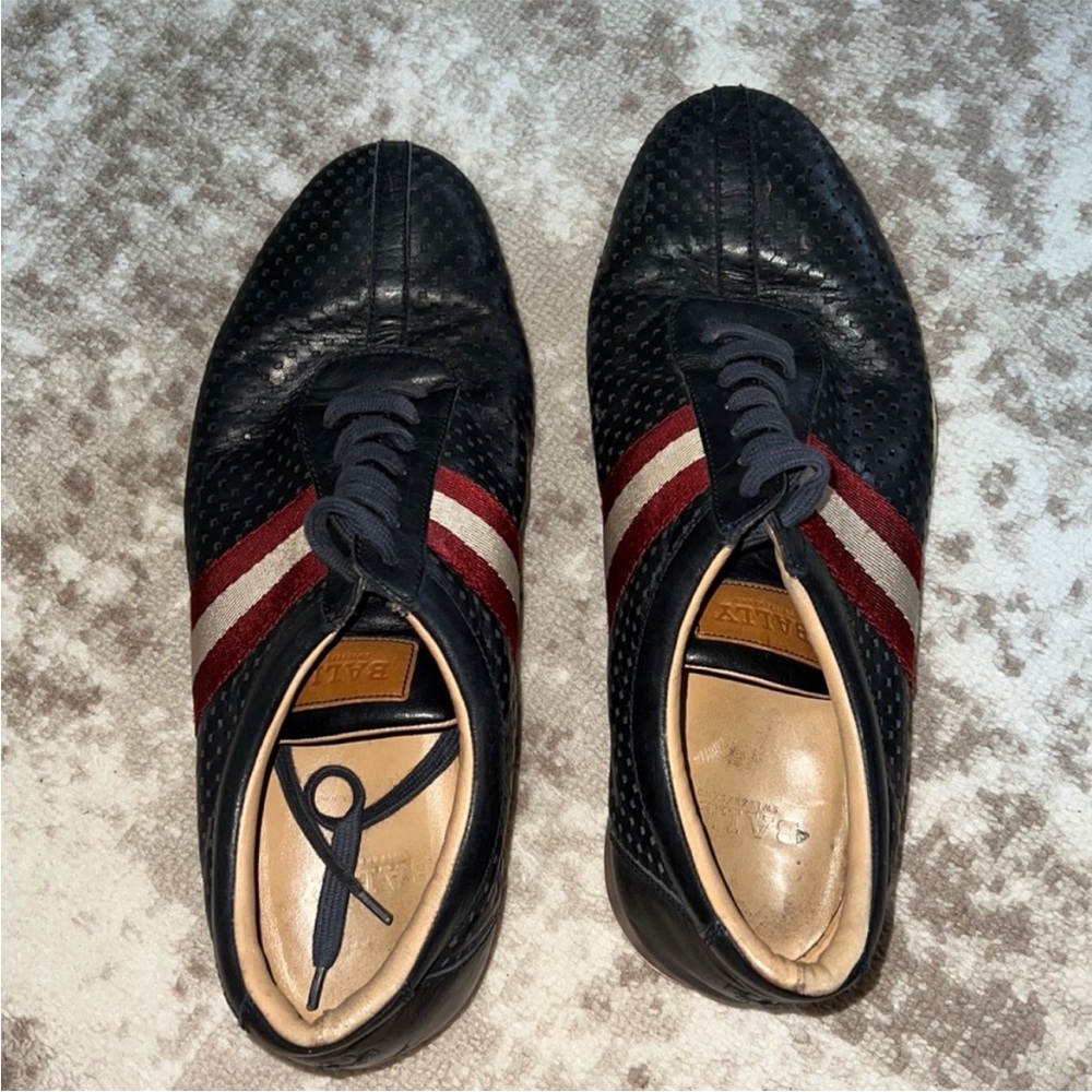 Bally Men's Black Sneakers with Red and White Accents